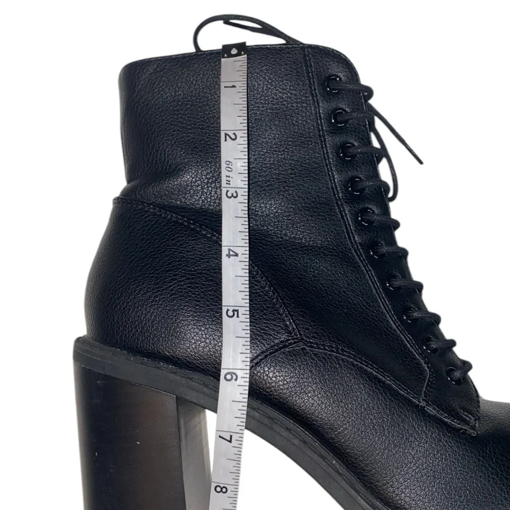 Forever 21 Black Faux Leather Ankle Boots, Size 10 - Picture 13 of 15